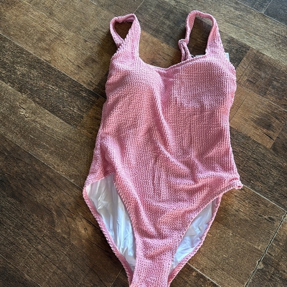 Pink Textured Women's Swimsuit - Picture 6 of 6